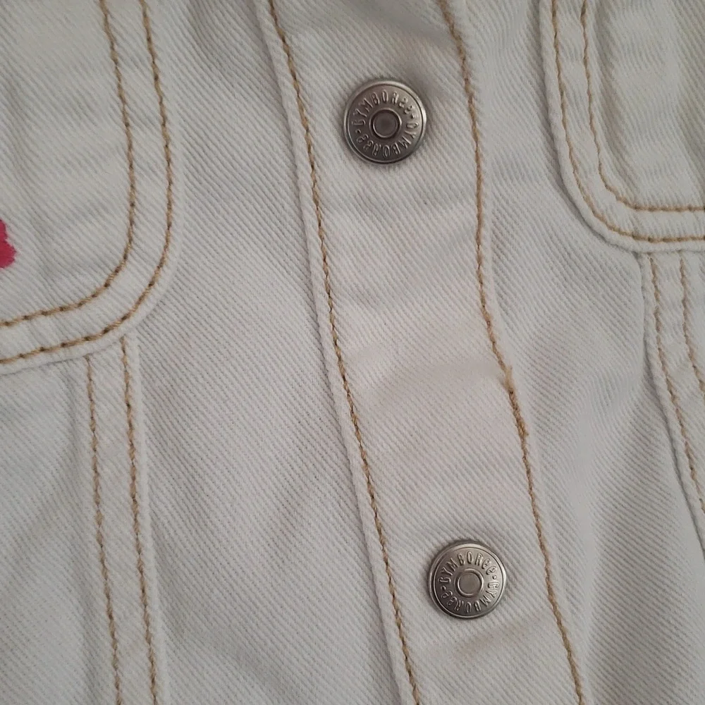 Gymboree Jean Jacket with ruffle and flower Embroidery size 5-6